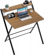 foldable computer desk with 2-tier shelf for small spaces - easy assembly required - greenforest espresso desk, 29.5 x 20.47 inches логотип