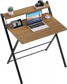 img 4 attached to Foldable Computer Desk With 2-Tier Shelf For Small Spaces - Easy Assembly Required - GreenForest Espresso Desk, 29.5 X 20.47 Inches