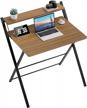 foldable computer desk with 2-tier shelf for small spaces - easy assembly required - greenforest espresso desk, 29.5 x 20.47 inches logo