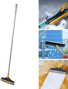 img 4 attached to 🧹 Green 2 in 1 Floor Brush Scrub Brush with Adjustable V-Shaped Long Handle - Bathroom Kitchen Floor Crevice Cleaning Brush with Squeegee and 120° Rotating Removable Brush Head