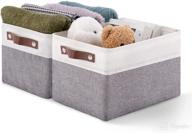 youdenova collapsible storage baskets - 2 pack, grey & white - organize shelves, closet, bathroom, living room, with metal frame логотип