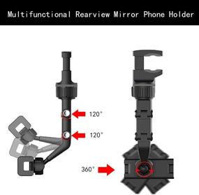 img 2 attached to 📱 360° Rotatable and Retractable Multifunctional Rearview Mirror Phone Holder for Car - Universal Car Phone Mount for All Cell Phones (Rearview Mirror Phone Holder B)