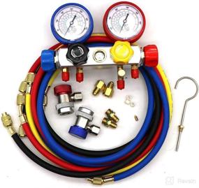 img 3 attached to 🌡️ AC Manifold Gauge Set 4 Way HVAC Diagnostic Tool Kit for R12 R22 R134A R410A Refrigeration Service - Includes Refrigerant Charging Pressure Hoses with 1/4" SAE Fittings