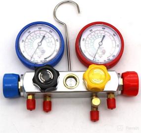 img 2 attached to 🌡️ AC Manifold Gauge Set 4 Way HVAC Diagnostic Tool Kit for R12 R22 R134A R410A Refrigeration Service - Includes Refrigerant Charging Pressure Hoses with 1/4" SAE Fittings