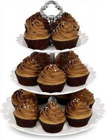 img 3 attached to Large 3-Tier Cupcake Stand - 10.9Inch Plastic Serving Tray For Weddings, Birthdays & Autumn Parties (Sliver)