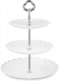 img 4 attached to Large 3-Tier Cupcake Stand - 10.9Inch Plastic Serving Tray For Weddings, Birthdays & Autumn Parties (Sliver)