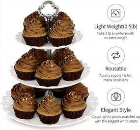 img 2 attached to Large 3-Tier Cupcake Stand - 10.9Inch Plastic Serving Tray For Weddings, Birthdays & Autumn Parties (Sliver)