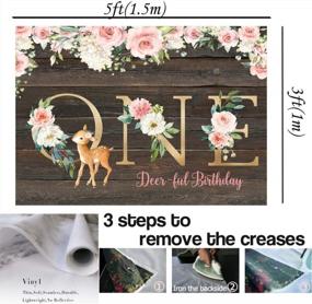 img 1 attached to Deer-Ful First Birthday Party Poster: Sweet Girl'S Sika Deer Theme Backdrop Featuring Floral Design, Rustic Wood Plank Floor Background And Photo Booth Props - 5X3Ft Photo Banner