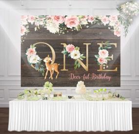 img 2 attached to Deer-Ful First Birthday Party Poster: Sweet Girl'S Sika Deer Theme Backdrop Featuring Floral Design, Rustic Wood Plank Floor Background And Photo Booth Props - 5X3Ft Photo Banner