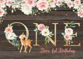 img 3 attached to Deer-Ful First Birthday Party Poster: Sweet Girl'S Sika Deer Theme Backdrop Featuring Floral Design, Rustic Wood Plank Floor Background And Photo Booth Props - 5X3Ft Photo Banner
