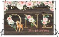 плакат для вечеринки в честь первого дня рождения deer-ful: фон на тему пятнистого оленя sweet girl с цветочным дизайном, фоном из деревянных досок в деревенском стиле и реквизитом для фотобудки - 5x3ft photo banner логотип