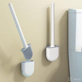 img 2 attached to 🚽 Flexible Silicone Toilet Bowl Cleaner Brush Set with Wall Mount Holder - Compact Flat Brush Head for Easy Bathroom Cleaning - Efficient Toilet Bowl Scrubber Set