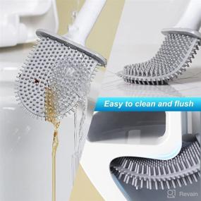 img 1 attached to 🚽 Flexible Silicone Toilet Bowl Cleaner Brush Set with Wall Mount Holder - Compact Flat Brush Head for Easy Bathroom Cleaning - Efficient Toilet Bowl Scrubber Set