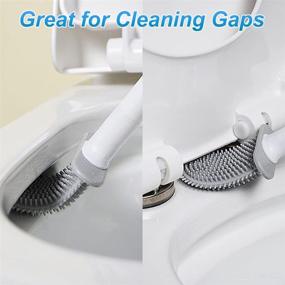 img 3 attached to 🚽 Flexible Silicone Toilet Bowl Cleaner Brush Set with Wall Mount Holder - Compact Flat Brush Head for Easy Bathroom Cleaning - Efficient Toilet Bowl Scrubber Set