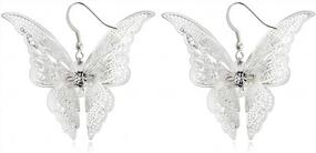 img 4 attached to Comelyjewel Women'S Silver Plated Filigree Butterfly Drop Dangle Hook Earrings (Filigree Butterfly)