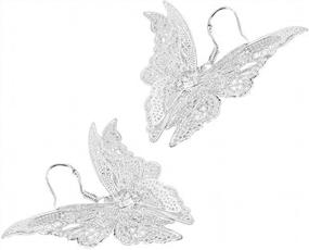 img 2 attached to Comelyjewel Women'S Silver Plated Filigree Butterfly Drop Dangle Hook Earrings (Filigree Butterfly)