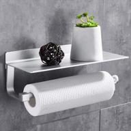 wall mounted kitchen paper holder w/ shelf: no-drilling, drill free hoomtaook tissue rolls holder for toilet & bathroom! logo