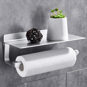 img 4 attached to Wall Mounted Kitchen Paper Holder W/ Shelf: No-Drilling, Drill Free Hoomtaook Tissue Rolls Holder For Toilet & Bathroom!