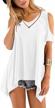 florboom women short sleeve cold shoulder top loose blouse t shirts logo