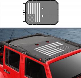 img 4 attached to Protect Your Jeep'S Interior With Voodonala Mesh Sun Shade Bikini Top - Fits 2007-2018 Jeep Wrangler JKU 4 Door With Flag Design