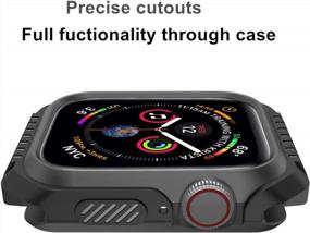 img 2 attached to Rugged Shockproof Apple Watch 4 Case, Protective Bumper Cover Replacement For 44Mm Series 4 IWatch - Wolait (44Mm Black+Black)