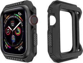 img 4 attached to Rugged Shockproof Apple Watch 4 Case, Protective Bumper Cover Replacement For 44Mm Series 4 IWatch - Wolait (44Mm Black+Black)