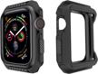 rugged shockproof apple watch 4 case, protective bumper cover replacement for 44mm series 4 iwatch - wolait (44mm black+black) logo