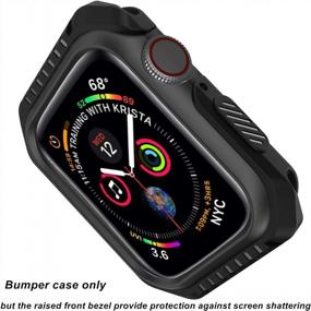 img 1 attached to Rugged Shockproof Apple Watch 4 Case, Protective Bumper Cover Replacement For 44Mm Series 4 IWatch - Wolait (44Mm Black+Black)