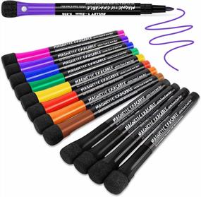 img 4 attached to 12 Pack JR.WHITE Magnetic Dry Erase Markers - 9 Colors, Fine Tip & Low Odor W/ Eraser Cap For Whiteboard, Refrigerator, Classroom & Office