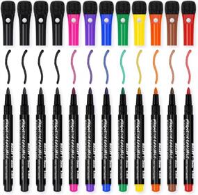 img 3 attached to 12 Pack JR.WHITE Magnetic Dry Erase Markers - 9 Colors, Fine Tip & Low Odor W/ Eraser Cap For Whiteboard, Refrigerator, Classroom & Office