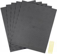 pllieay 5 pieces 7 count plastic mesh canvas sheets for embroidery, acrylic yarn crafting, knit and crochet projects (10.2 x 13.2 inch, come with 4 pieces weaving needles, black) логотип