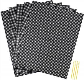 img 4 attached to Pllieay 5 Pieces 7 Count Plastic Mesh Canvas Sheets For Embroidery, Acrylic Yarn Crafting, Knit And Crochet Projects (10.2 X 13.2 Inch, Come With 4 Pieces Weaving Needles, Black)