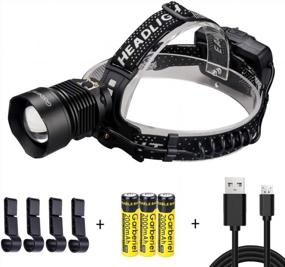 img 4 attached to 7000 Lumens XHP90 LED Headlamp With 3 Pack Batteries - Rechargeable, Waterproof, Ideal For Outdoor Activities, Camping, Hiking, Hunting & More