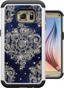 img 4 attached to Galaxy S7 Protective Case - MagicSky Shock Absorption Bling Armor With Studded Rhinestones And Dual Layers - Flower Design