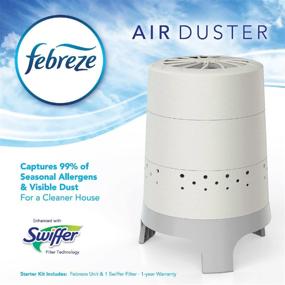 img 3 attached to 🌬️ Febreze Air Duster with Whisper-Quiet, Patented Technology, Filters 99% of Allergens and Dust, Includes 2 Replaceable Filters, White/Gray