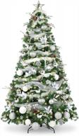 wbhome 5ft decorated artificial christmas tree with ornaments and lights, silver white christmas decorations including 5 feet full tree, ornaments set, 200 led lights logo