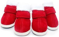 🎅 urbest 2 pairs santa red christmas winter shoes boots for cute dogs with detachable closure (3#, red) логотип