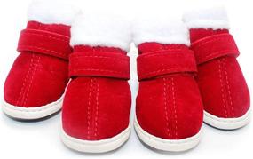 img 4 attached to 🎅 URBEST 2 Pairs Santa Red Christmas Winter Shoes Boots for Cute Dogs with Detachable Closure (3#, Red)