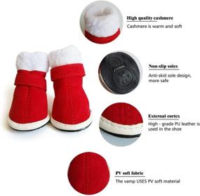 img 2 attached to 🎅 URBEST 2 Pairs Santa Red Christmas Winter Shoes Boots for Cute Dogs with Detachable Closure (3#, Red)