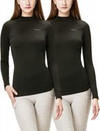 stay warm and stylish with devops women's 2 pack thermal turtle long sleeve compression baselayer tops logo