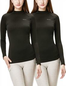 img 4 attached to Stay Warm And Stylish With DEVOPS Women'S 2 Pack Thermal Turtle Long Sleeve Compression Baselayer Tops