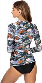 img 1 attached to AXESEA Women'S Printed Surfing Shirt Top With UPF 50+ Sun Protection, Zip Front Swimsuit Shirt For Long Sleeve Rash Guard