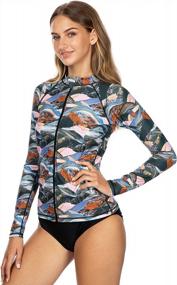 img 2 attached to AXESEA Women'S Printed Surfing Shirt Top With UPF 50+ Sun Protection, Zip Front Swimsuit Shirt For Long Sleeve Rash Guard