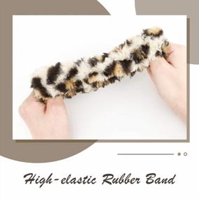 img 1 attached to Lewondr Hair Scrunchies: 6-Pack Leopard Dot Silky Faux Rabbit Fur Fluffy Elastic Rubber Bands For Winter And Holiday Hair Accessories