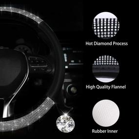 img 1 attached to White-Half Bling Crystal Rhinestone Steering Wheel Cover - Universal Fit 15 Inch, Sparkling Anti-Slip Wheel Protector for Women & Girls