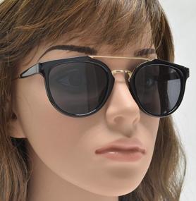 img 1 attached to Step Up Your Style With Froya'S Vintage Round Flat Lens Sunglasses Featuring A Trendy Metal Brow Bar