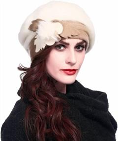img 2 attached to Retro Cloche Winter Hat For Women With Floral Trim In Ivory – FORBUSITE Wool Blend (BR022)