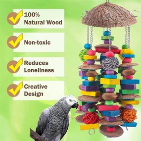 img 1 attached to 🦜 EBaokuup Large Bird Parrot Toys: Colorful Wooden Blocks for Chewing, Bite Toy for Macaws, Cockatoos, African Greys and Large Medium Parrot Birds