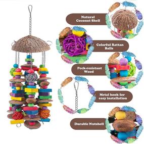 img 2 attached to 🦜 EBaokuup Large Bird Parrot Toys: Colorful Wooden Blocks for Chewing, Bite Toy for Macaws, Cockatoos, African Greys and Large Medium Parrot Birds