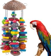 🦜 ebaokuup large bird parrot toys: colorful wooden blocks for chewing, bite toy for macaws, cockatoos, african greys and large medium parrot birds logo